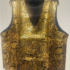 Gold Paisley Vest with Tie Size XXL